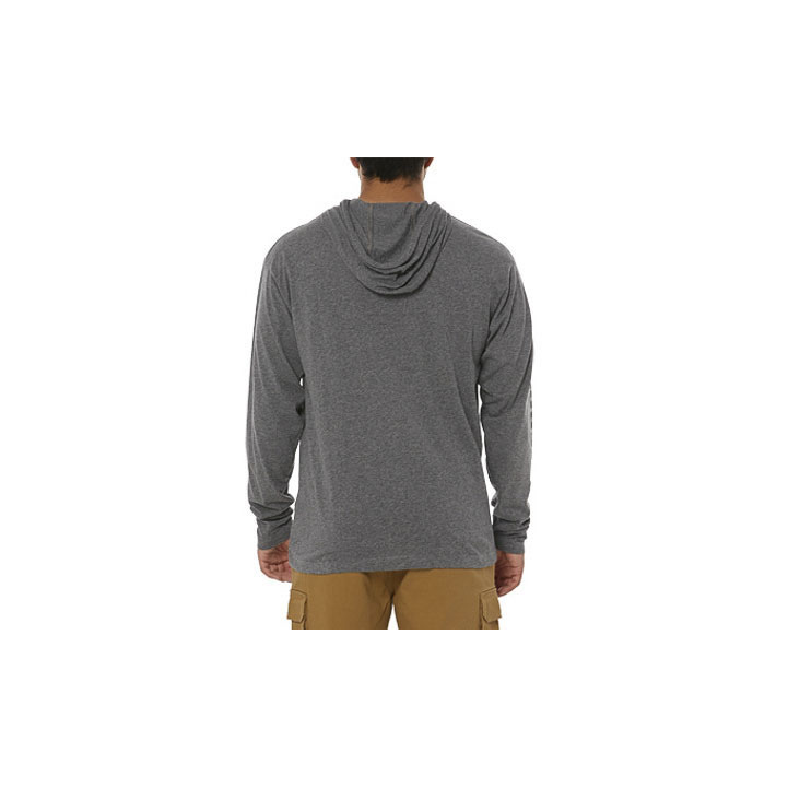 Caterpillar Upf Hooded Banner Long Sleeve Men's Tee Shirts Dark Heather Grey  USA |  743265-RGU