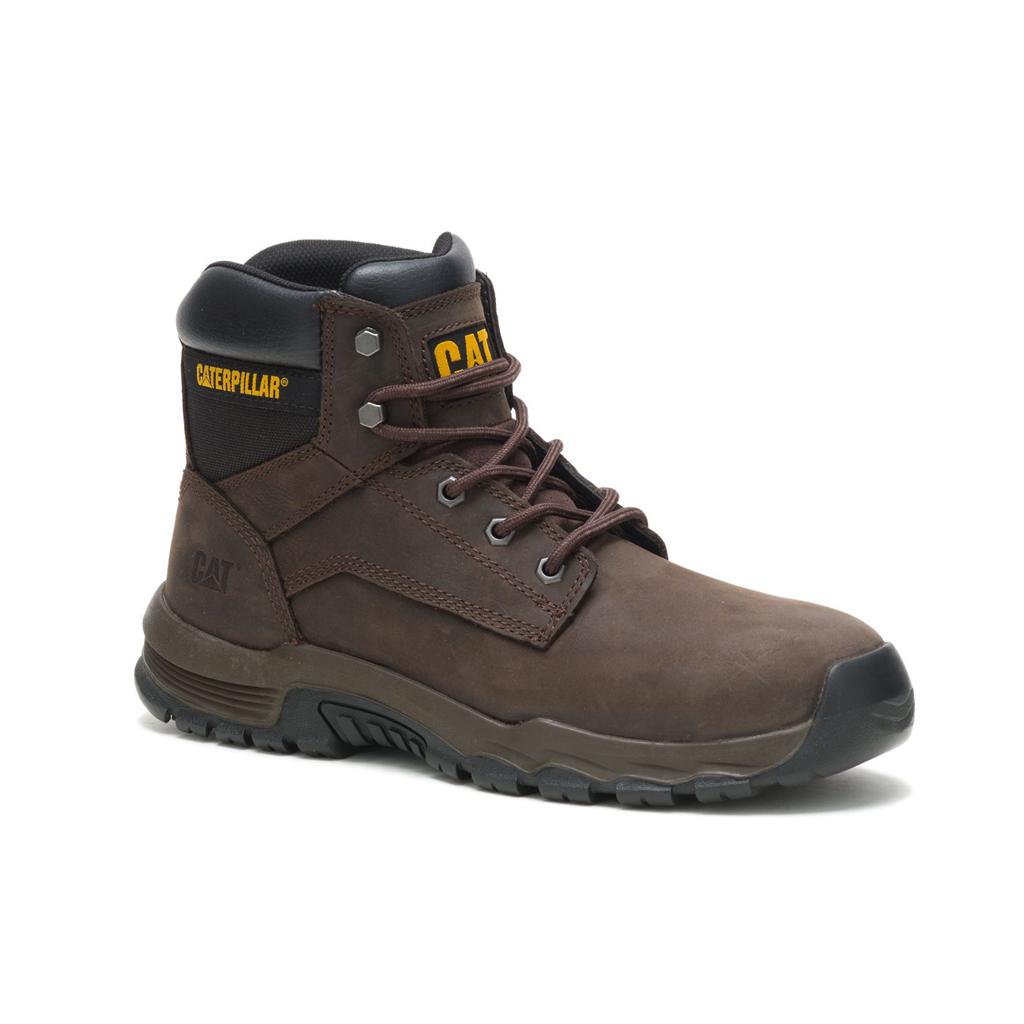 Caterpillar Upholder Waterproof Steel Toe Men's Steel Toe Boots Dark Chocolate  USA |  710258-TZP