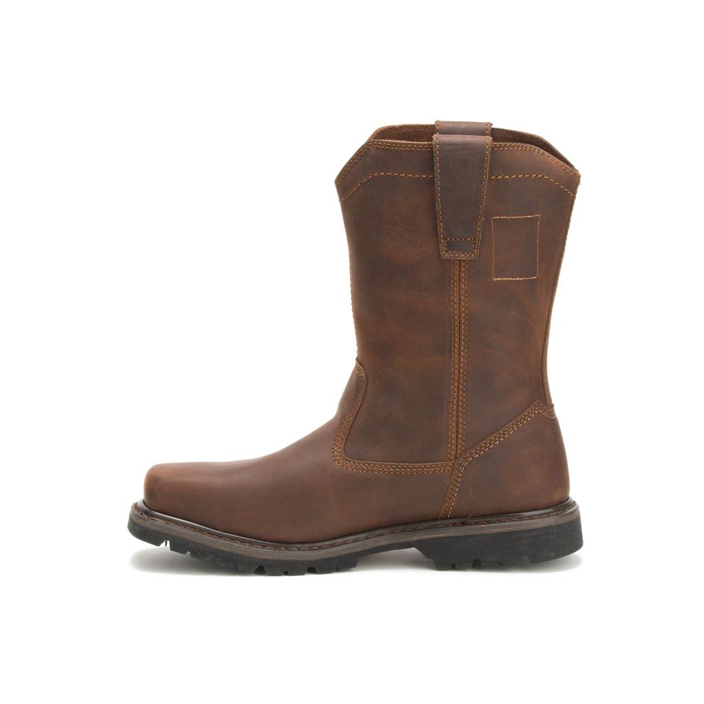 Caterpillar Wellston Pull On Steel Toe Men's Steel Toe Boots Dark Brown  USA |  461530-FLM