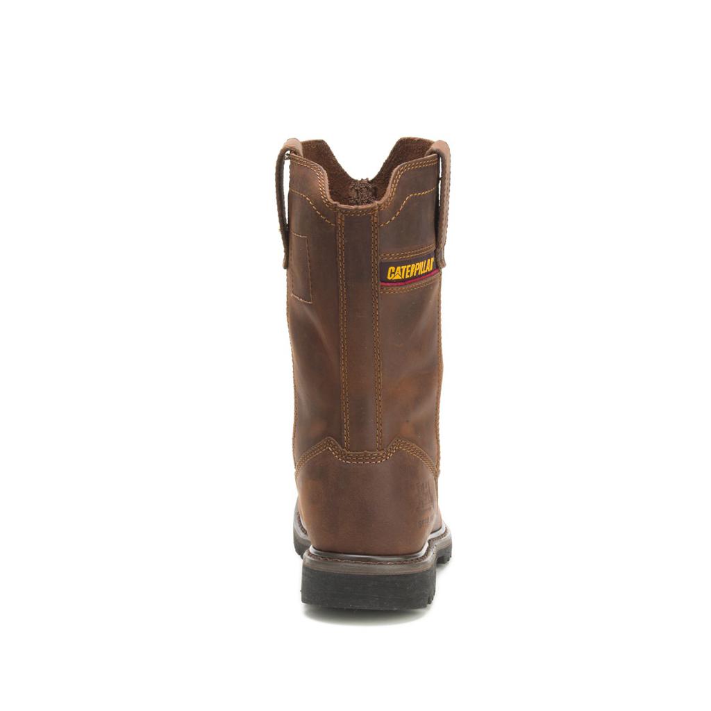 Caterpillar Wellston Pull On Steel Toe Men's Steel Toe Boots Dark Brown  USA |  461530-FLM