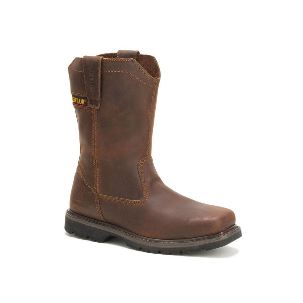 Caterpillar Wellston Pull On Steel Toe Men's Pull On Boots Dark Brown  USA |  470856-USY